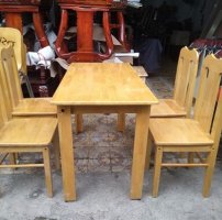 Thanh lý Bộ bàn ăn 4 ghế gỗ màu vàng cũ giá rẻ