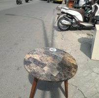 Thanh lý Bàn cafe mặt đá tròn chân gỗ cũ giá rẻ