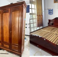 Thanh lý Combo giường ngủ, tủ áo gỗ tự nhiên