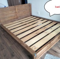 Giường gỗ tự nhiên 1m6 cứng cáp, xài tốt