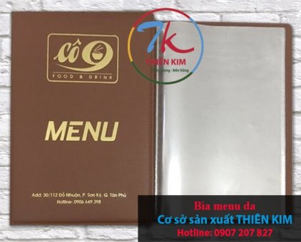 Địa chỉ làm bìa menu nhà hàng tphcm, nơi in quyển menu bìa da, đặt làm bìa da menu in logo,