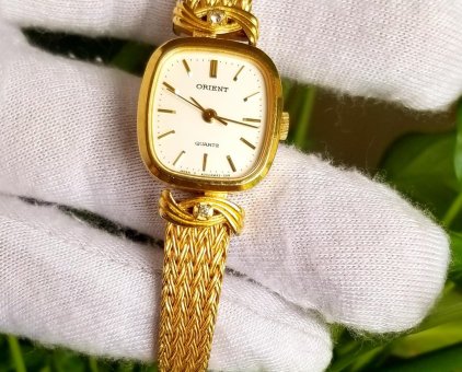 Đồng hồ nữ Orient chính hãng dây vỏ được bọc vàng Gold Plated-5